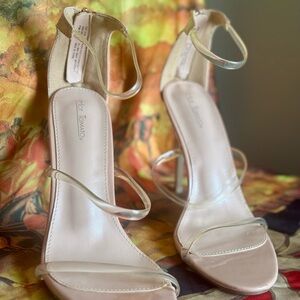 Hot Tomato Beige/Nude Clear-Strap High Heel Sandals